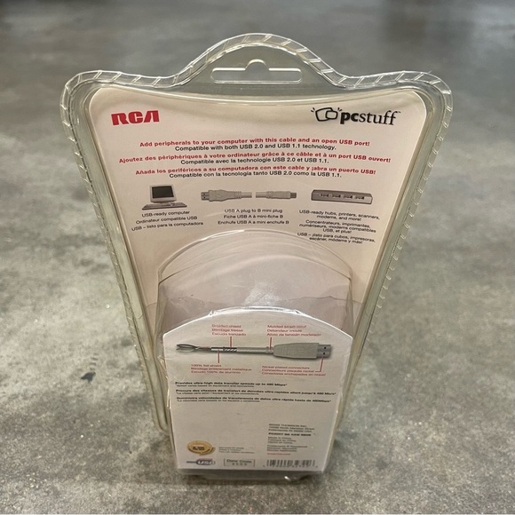 RCA Pcstuff USB 2.0 A Plug To B Mini Plug 6 Ft Cable PC2007 NOS - Picture 3 of 4